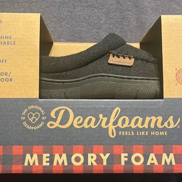 Dearfoams Men's Clog Style Memory Foam Slippers Wool Blend Medium 9/10 - Picture 7 of 11